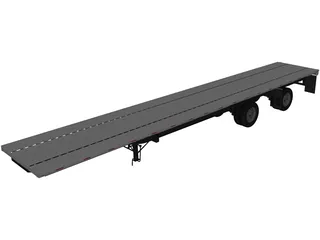 Split Axle Flatbed Trailer 3D Model preview