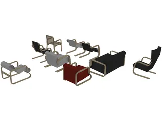 Armchair Collection 3D Model preview