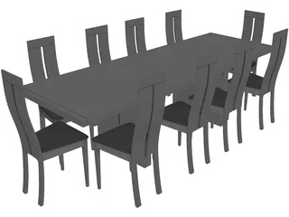 Table with Chairs 3D Model preview