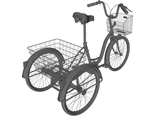 Three-wheeled Bicycle 3D Model preview