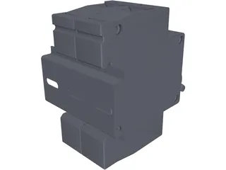Circuit Breaker with DIN Rail 3D Model preview