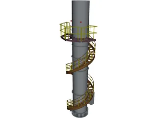 Exhaust Stack Platform Circular Stairway 3D Model preview