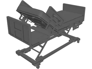 Hospital Bed 3D Model preview