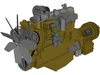 Caterpillar C15 Diesel Engine 3D Model preview