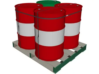 Drums on a Pallet 3D Model preview