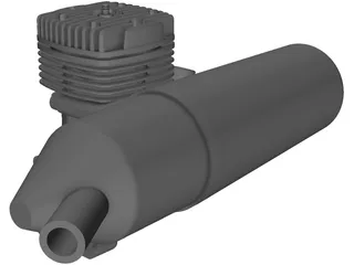 O.S. 61 FX RC Engine with Muffler 3D Model preview