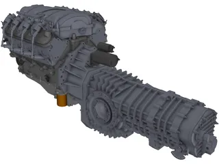 Chevrolet LS3 Engine and Transaxle Gearbox 3D Model preview