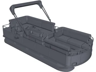 Pontoon Boat 3D Model preview
