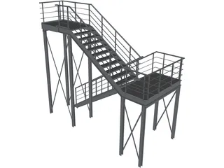 Metal Stairs 3D Model preview