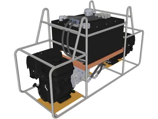Hydraulic Station with 2 Honda GX 390 3D Model preview