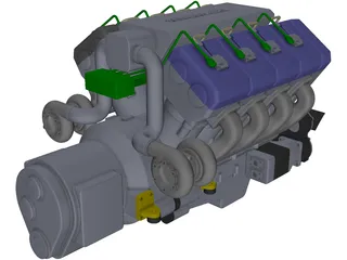 V8 Turbo Diesel Engine 3D Model preview