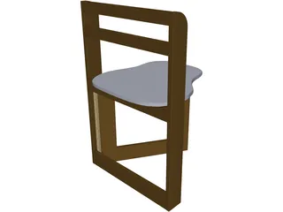 Wooden Folding Chair 3D Model preview