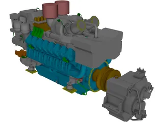 Marine Engine MTU 4500 3D Model preview