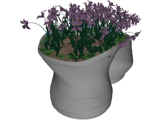 Flower Bed with Flowers 3D Model preview