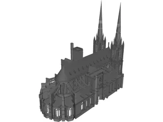 Gothic Clermont Cathedral 3D Model preview