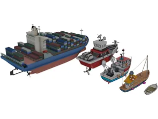Boats Collection 3D Model preview
