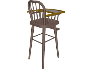 Baby Highchair 3D Model preview