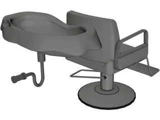 Hair Salon Washing Chair 3D Model preview