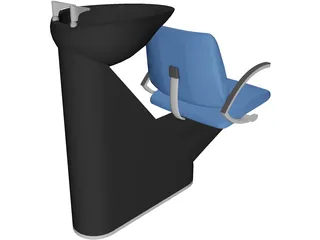 Hair Salon Washing Chair 3D Model preview