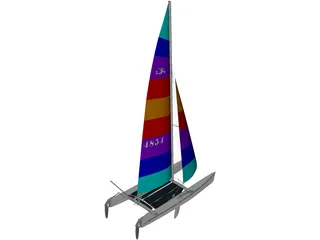 Hobie 18 Racing Catamaran 3D Model preview