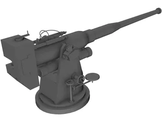100mm Naval Cannon B25 3D Model preview