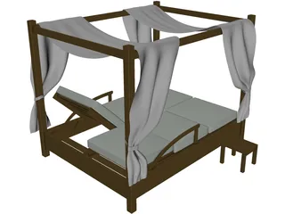 Balinese Bed 3D Model preview