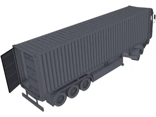 Mercedes-Benz Actros with Trailer 3D Model preview