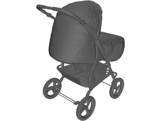 Baby Stroller 3D Model preview