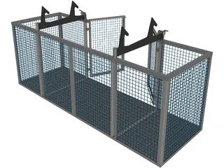 Steel Cage with Doors 3D Model preview