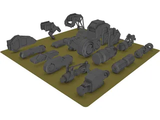 Hard Surface Kitbash Pack 1 Set 1 3D Model preview