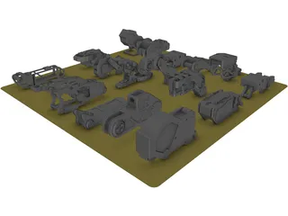 Hard Surface Kitbash Pack 1 Set 2 3D Model preview