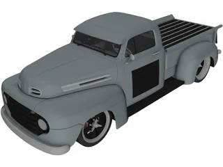 Ford F1 Pickup Truck Hot Rod (1950) 3D Model preview