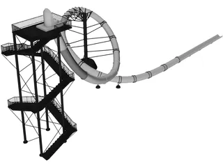 Water Park Tube Slide 3D Model preview