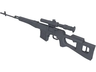 SVD Dragunov Sniper Rifle 3D Model preview