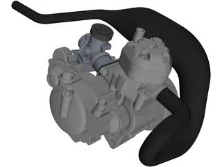 Two Stroke 125cc Engine 3D Model preview
