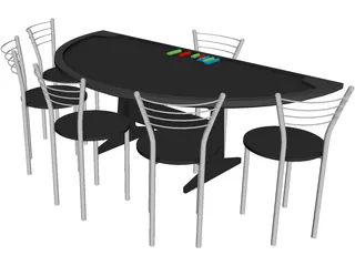 Poker Table 3D Model preview