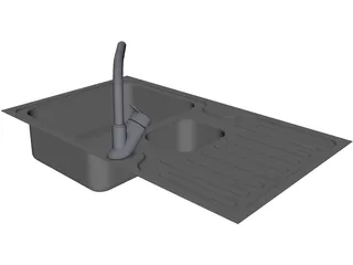 Steel Sink and Faucet 3D Model preview