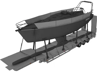 Trailer Boat 3D Model preview