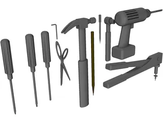 Hand Tools Collection 3D Model preview