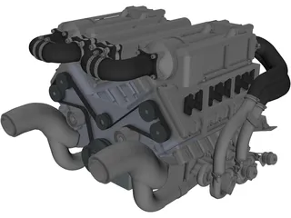 Bugatti Veyron W16 Engine 3D Model preview