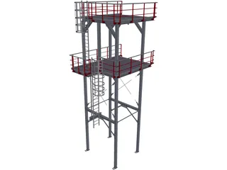 Stairtower 2 Levels 3D Model preview