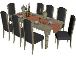 Dining Table 3D Model preview