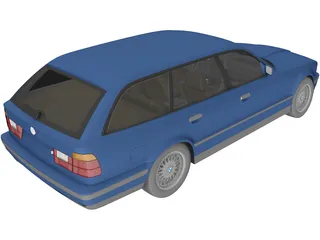 BMW 5-Series E34 Touring (1991) 3D Model preview