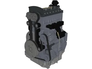 3 Cylinder Engine 3D Model preview