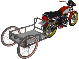 Honda ML 125 with Trailer 3D Model preview