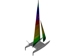 Hobie 16 Racing Catamaran 3D Model preview