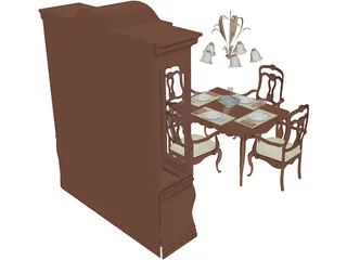 Dining Set 3D Model preview