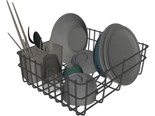 Dish Set 3D Model preview