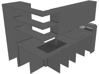 Kitchen with Sink 3D Model preview