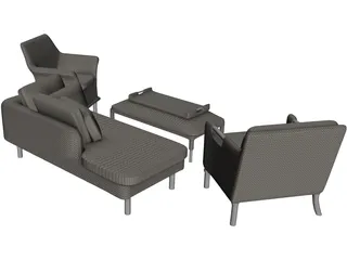 Rattan Set 3D Model preview